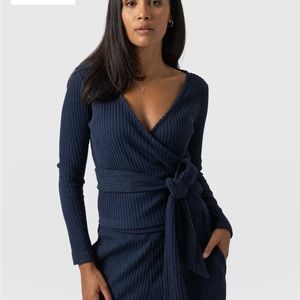 Saint and Sofia navy wrap sweater